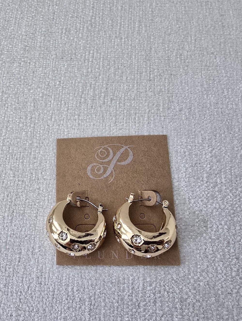 Plunder Chunky Gold-Tone Crystal Accent Hoop Earrings